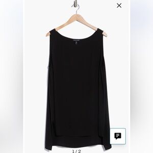 NWT Eileen Fisher Bateau Neck Longline Silk Shell Blouse